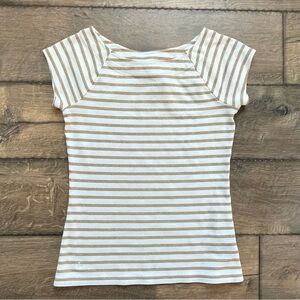 Lauren Ralph Lauren Tan and White Striped Top